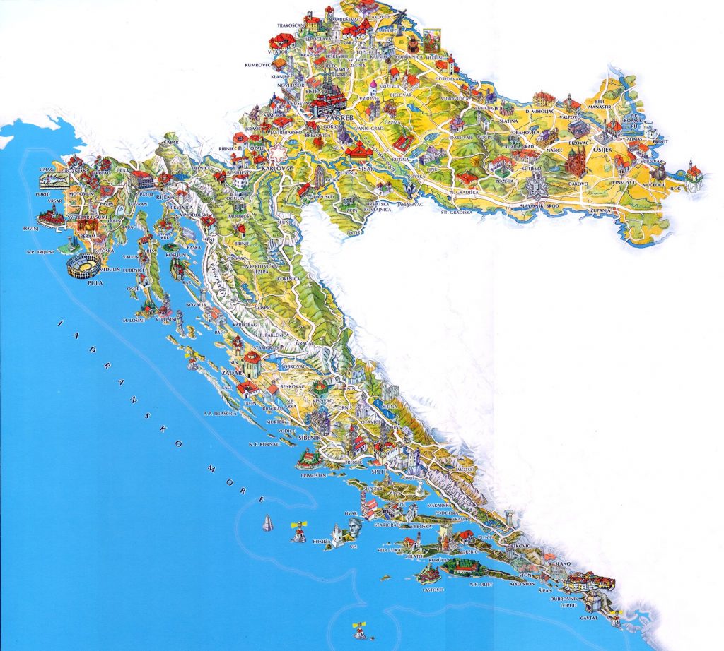 mapa turístico de Croacia